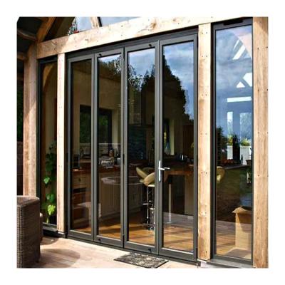 China Sound Insulation/High Strength Glass Aluminum Internal External Double Folding Door/Easily Assembled Frame Bi Folding Door for sale