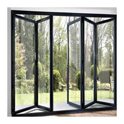 China Sound Insulation/High Strength Folding Glass Folding Doors/Easily Assembled Exterior Aluminum Double Bi Tempered Glass for sale