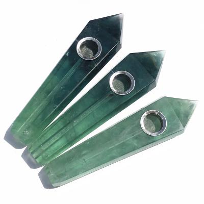 China Europe Tobacco Pipes Wholesale Natural Crystal Smoking Crystal Direct Fluorite Pipes Crystal Smoking Weed Green Pipe for sale