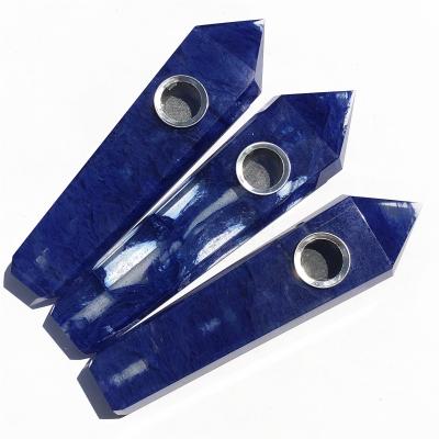 China Europe Tobacco Pipes Crystal Point Wholesale Crystal Smoking Blue Cast Stone Pipes Crystal Smoking Weed Pipe for sale