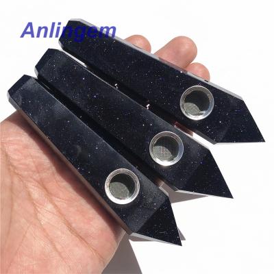 China Europe Tobacco Pipes Wholesale Gold Point Crystal Smoking Blue Sand Pipes Crystal Smoking Weed Pipe for sale