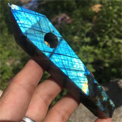 China Wholesale Europe Tobacco Pipes Point Natural Crystal Smoking Crystal Labradorite Pipes Crystal Smoking Weed Pipe for sale