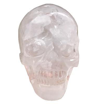 China Wholesale Europe Quartz Skulls Natural Rock Crystal Semi Precious Stone Hand Carved Crystal Statues for sale