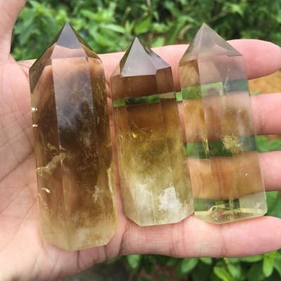 China Europe Wholesale Natural Citrine Quartz Crystal Rough Stone Carving Magic Wand Healing Crystal Tower for sale