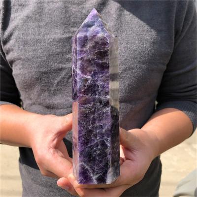 China Natural dream reiki crystal gemstone point magic wand obelisk europe amethyst crystal stone for decoration for sale