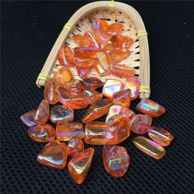 China Europe Wholesale Angel Aura Quartz Crystal Tumbled Stones Titanium Coated Crystal Tumbled Gravel for sale