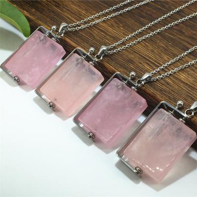 China Europe Beautiful Essential Oil Necklace Crystal Perfume Bottle Jewelry Charm Pendants Finished Natural Crystal Stone Necklace for sale