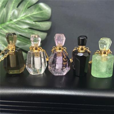 China Wholesale Custom Natural Europe Crystal Hand Carved Essential Oil Perfume Bottle Clavicle Chain for sale