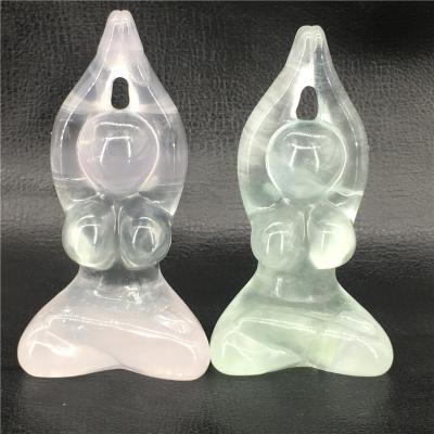 China Wholesale Natural Crystal Angel Goddess Stones Fluorite Europe Crystal Hand Carved Crystals Healing Yoga Figurines for sale