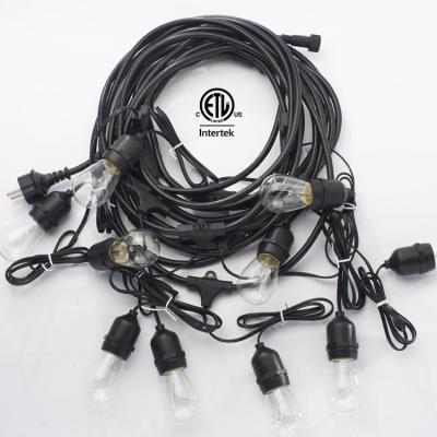 China Mini Lights Outdoor Bistros String Decorative Lights With 12 Sockets Garden Outdoor Light 36W E26 String Light for sale