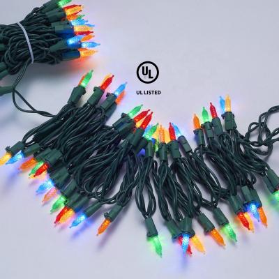 China Mini LED Lights Multicolor Faceted Christmas Lights 100 Counts, 34.8 Feet Light Set String Holiday Wire Green Commercial Grade for sale