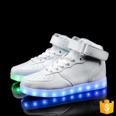 China Pretty Lace Up In Stock Unisex High Top USB Charging 8 Colors LED Shoes for sale