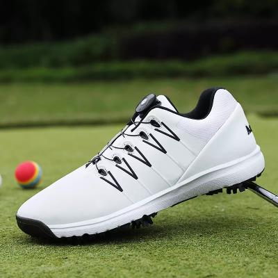 China High quality golf shoes newcomer wholesale professional white men's golf shoes non-slip rotation leather non-slip lace for sale