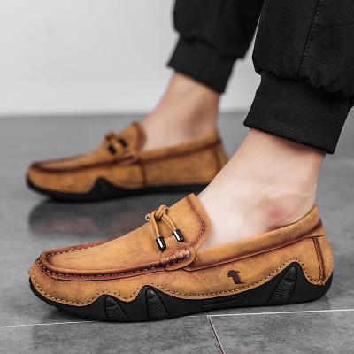 China High Quality Mens Loafers Luxury Italian Handmade Leather Round Shoes Fashionable Office Formal Slip On Boat Shoes Banquet Wedding Shoes for sale