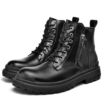 China Men's Increasing Leather Shoes High Top Korean Fashion Style Men's Boots Deodorization Waterproof Winter Snow Boots 7 Holes Martin Boots for sale