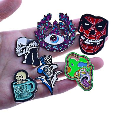 China Europe Pins Manufacturer Custom Glow In The Dark Glitter Enamel Lapel Pin for sale