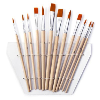 China Watercolor Xin Bowen 12 Brush Nylon Pen Acrylic Paint Brush Wood Oil Painting Brush Drawing Board Set for sale