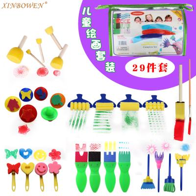 China Children's drawing set creative children's graffiti puzzle sponge DIY brush art supplies 29 pieces set for sale