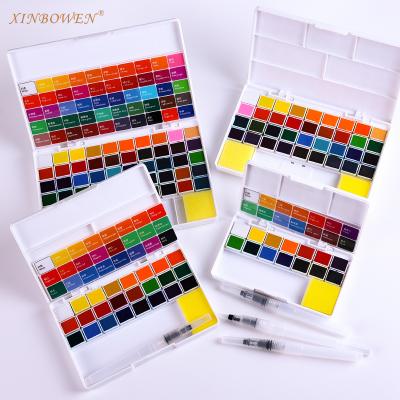 China Solid Cake Watercolor Paint Xinbowen Art Painting Professional 12 24 36 48 Colors Non-toxic Palette Cheap Professional Watercolors for sale