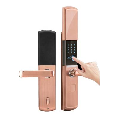 China Zinc Alloy Body Security Door Lock Electronic Smart Fingerprint 5 Way Keypad Card Keypad Password Contact Lock Fingerprint Electronic Door Lock Hotel for sale