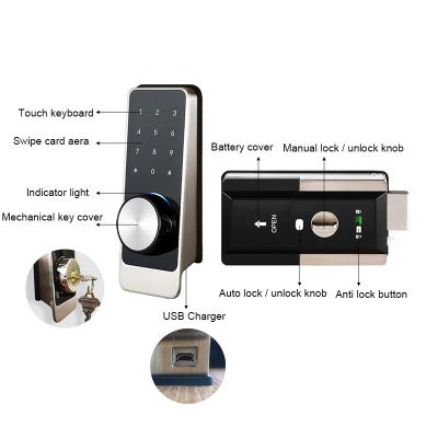 China Modern Fingerprint Password Card Swipe Door Room Hotel Residence Lock Graffiti Electronic Door Lock for sale