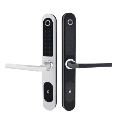 China Hot Selling Aluminum Alloy Amazon TUYA BT APP Remote Open Sliding Door Smart Lock Code Fingerprint Electric Wood Aluminum Sliding Glass Door for sale