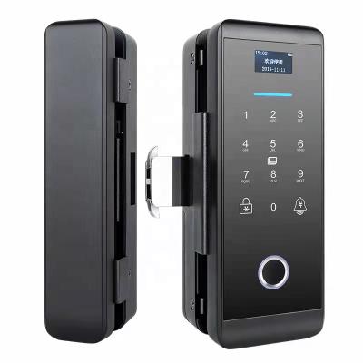 China Plastic+Aluminum Alloy TTLock APP Smart Phone Fingerprint Password Code Remote Control Lock For Glass Frameless Push View Sliding Door for sale