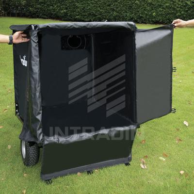 China Elektrisch Blad Vacuümtow behind blower 180 Gallon met het Openen Clamshell Te koop