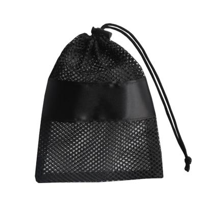 China Wholesale Custom 1/6 Large Reusable Black Nylon Drawstring Mesh Bags Bags For Shoes for sale