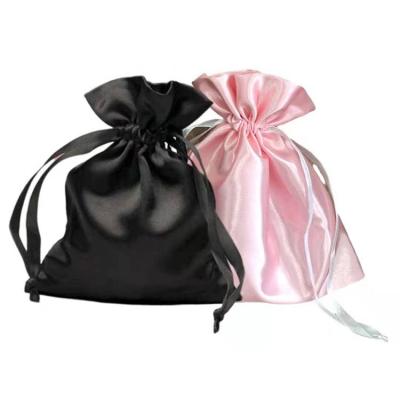 China Custom Logo Soft Satin Drawstring Bags High Quality Recyclable With Rope Hair Extension Hats Apparel Gift Jewelry Packaging Pouch 1 Buyer for sale