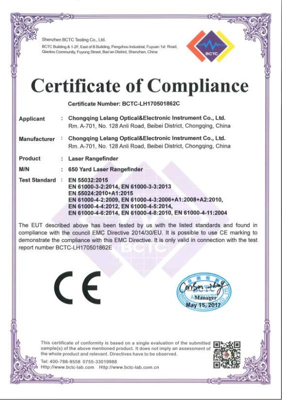 FCC - Chongqing Lelang Optical & Electronic Instrument Co., Ltd.