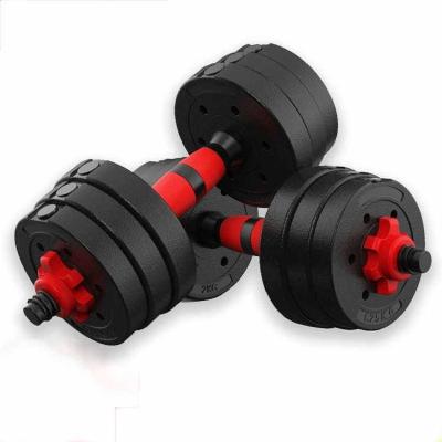 China Durable PE Plastic Cement Liner Fitness Adjustable Dumbbell Barbell Set 10 20 30 40 50kg For Weightlifting for sale