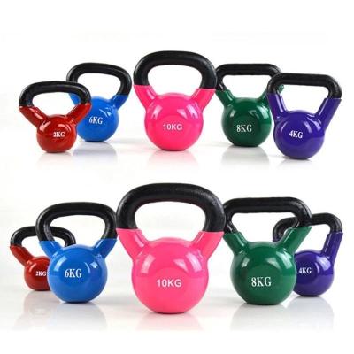 China Durable Colorful Vinyl PVC Coated Gym Workout Fitness Kettle Bell Painted Cast Iron Kettlebell for sale