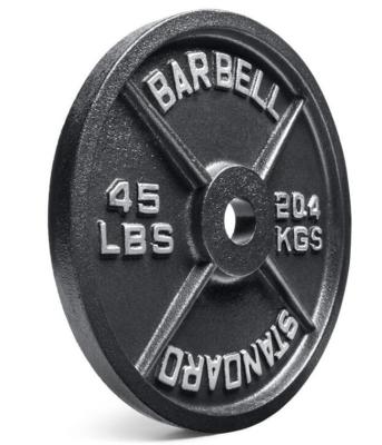 China Universal Fitness Bodybuilding Weightlifting Cast Iron Barbell Weight Plates 2 Inch Hole 45LBS 35LBS 25LBS 10LBS 5LBS Black for sale