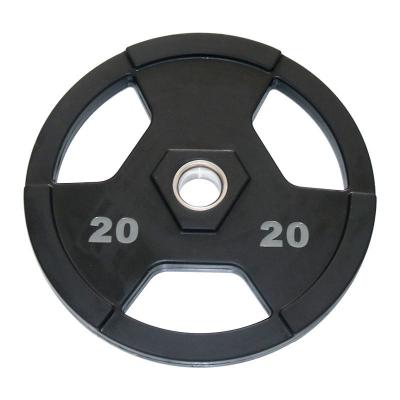 China New Universal Popular Wholesale Gym Three-Grip PU Polyurethane Weightlifting Barbell Weight Plate for sale