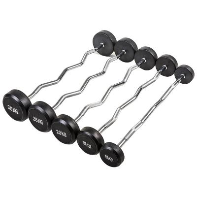 China Wholesale High Quality Durable Fixed Straight&Curl Rubber Barbell for sale