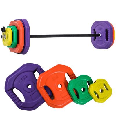 China Durable Wholesale Gymnastics Cast Iron 35kg Jump Exercise Rubber Barbell Set With Spring Collars for sale