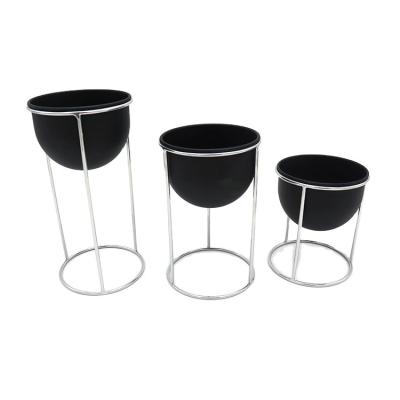 China New Economy Design Matte Black Steel Iron Flower Pot Holder for sale