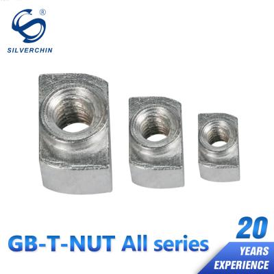 China Industrial aluminum accessories t type m4 m5 m6 standard grade nut accessories for aluminum profile sliding t slot hammer nut for sale