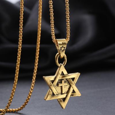 China Hot Sale Vintage Stainless Steel Gold Plated Hexagram Necklace Shape Adjustable Chain for sale