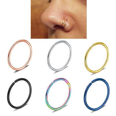 China Environmentally Friendly Fashionable Customizable Single Lip Ring Stainless Steel Gold Color C Clip Circle Nose Piercing For Women Men Jewelry for sale