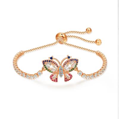 China Good Selling TRENDY Gold Plated Adjustable Bracelets Crystal Trendy Butterfly Bracelet for sale