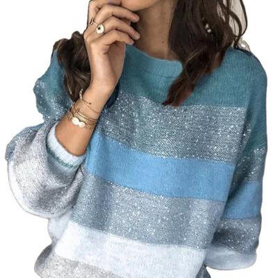 China News Loose Round Multicolor Stitched Anti-Wrinkle Sweater Women's Anti-Wrinkle Collar Sweater Sweater Sweater for sale