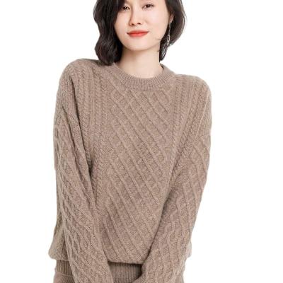 China New style autumn and winter woolen cashmere sweater pure women's round neck anti-pilling sweater knit low-cut shirt for sale