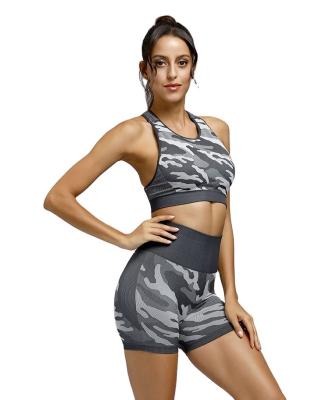 China China Factory Wholesale Breathable New Breathable Sports Camouflage Suit Yoga Suit Seamless Knitted High-Elastic Fitness Wear Suit for sale