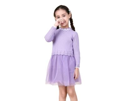 China New China Factory Anti-Static Lace Sweater Dress Little Girl Wholesale High Quality Long Sleeve Skirt for sale