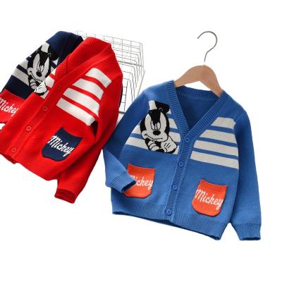 China High Quality Anti Shrink Letter Knitted Casual Jacquard Cardigan Boys Cartoon Sweater Kids Sweater for sale