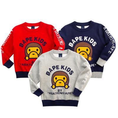 China High Quality Letter Knitted Jacquard Sweater Cartoon Anti Wrinkle Round Neck Boys Sweater Kids Casual Sweater for sale