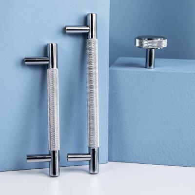 China Chrome Plating Gold Knurled Brass Furniture hardware Pulls and handle knobs knurling knob cabinet handle for sale