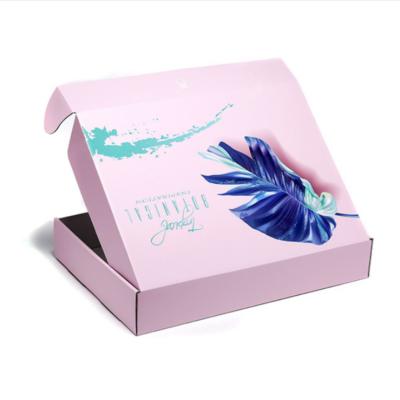 China Recyclable Customized Printing Paper Pink PR Mailer Boxes Holographic Packaging Custom Logo Shipping Box for sale